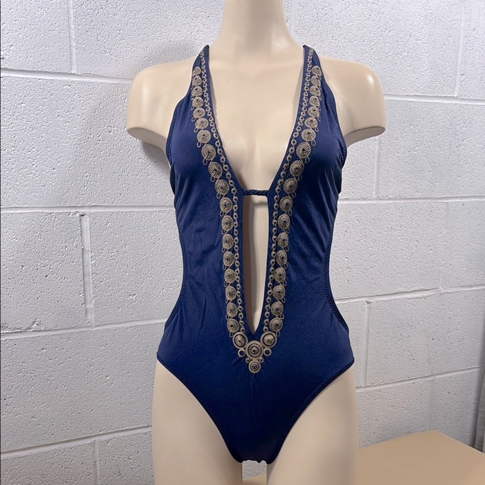 Jantzen Navy Blue Embellished Women's Swimsuit